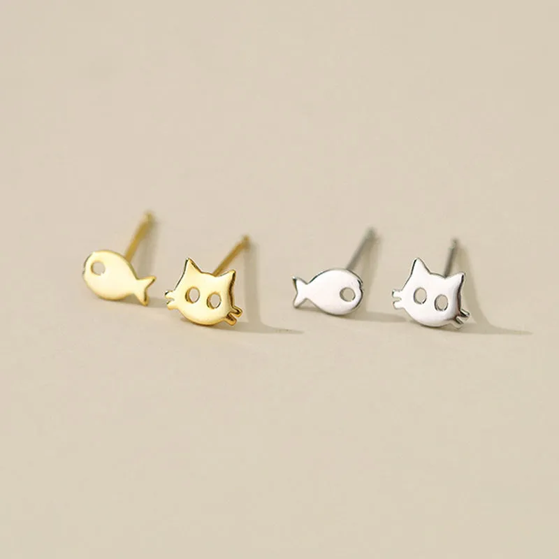 Wholesale 925 Sterling Silver Cat Fish Earrings