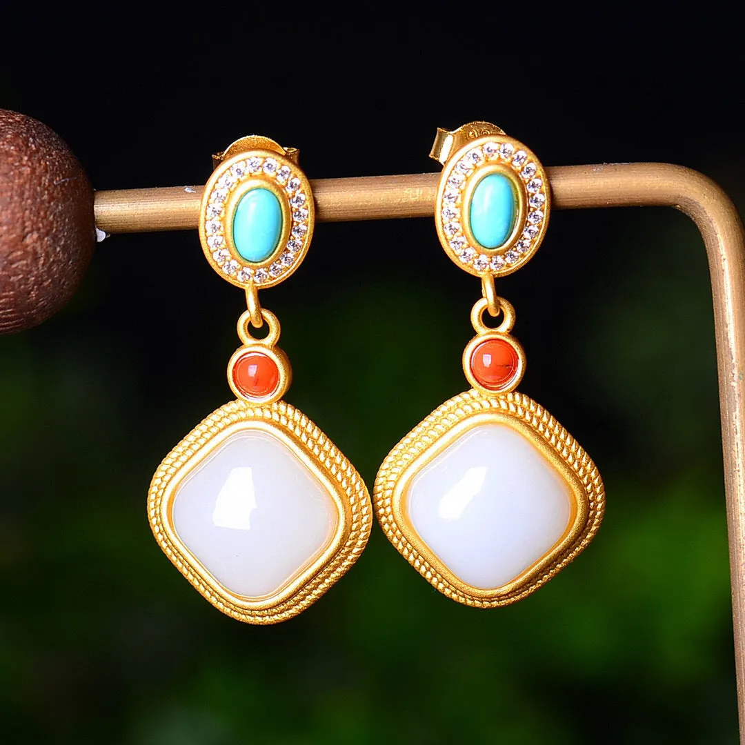 Wholesale 925 Sterling Silver Geometric Diamond Earrings