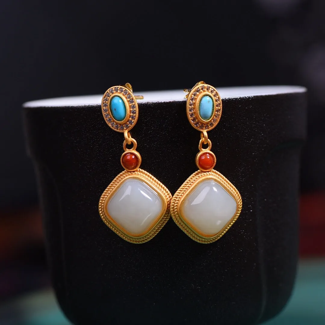 Wholesale 925 Sterling Silver Geometric Diamond Earrings