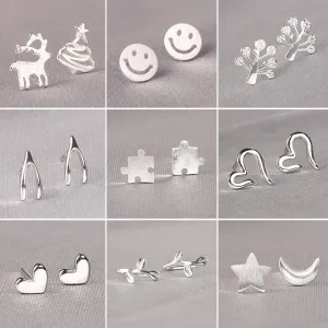 Wholesale 925 Sterling Silver Pin Mini Love Earrings
