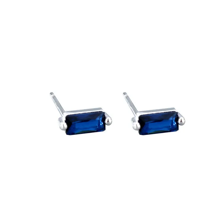 Wholesale 925 Sterling Silver Square Multicolored Zircon Earrings