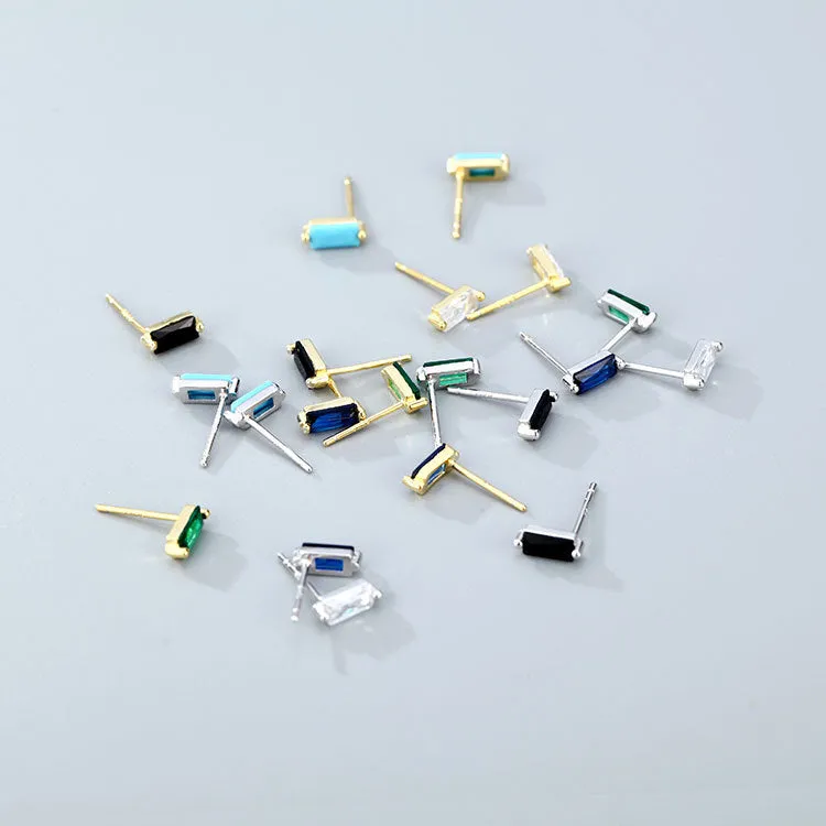 Wholesale 925 Sterling Silver Square Multicolored Zircon Earrings