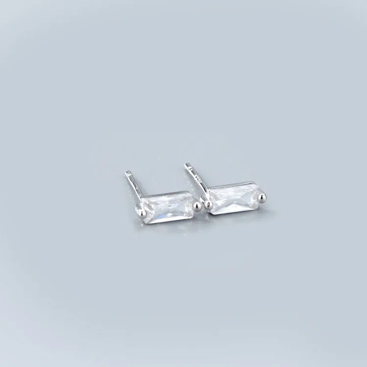 Wholesale 925 Sterling Silver Square Multicolored Zircon Earrings