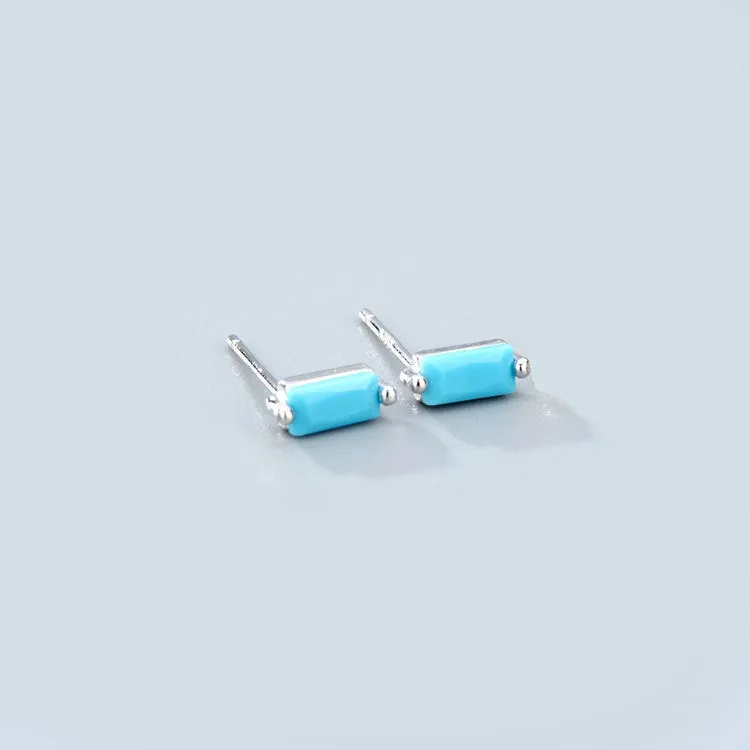 Wholesale 925 Sterling Silver Square Multicolored Zircon Earrings