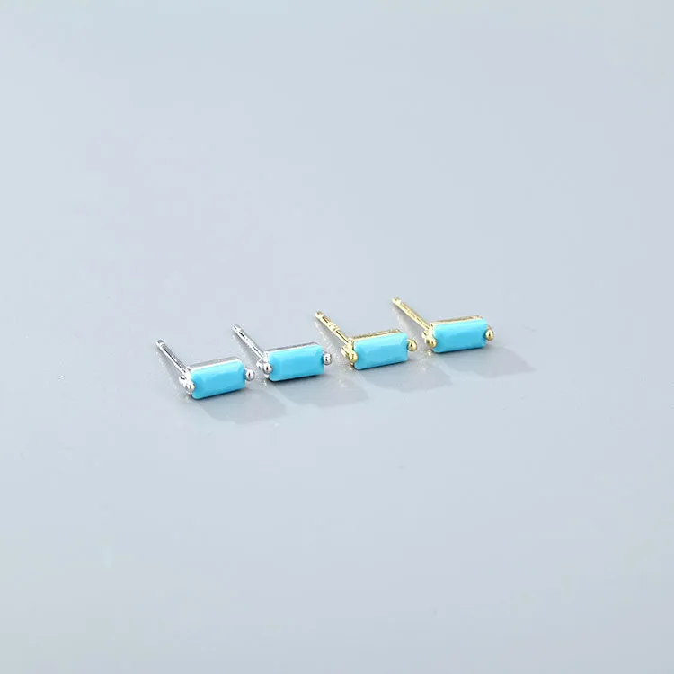 Wholesale 925 Sterling Silver Square Multicolored Zircon Earrings