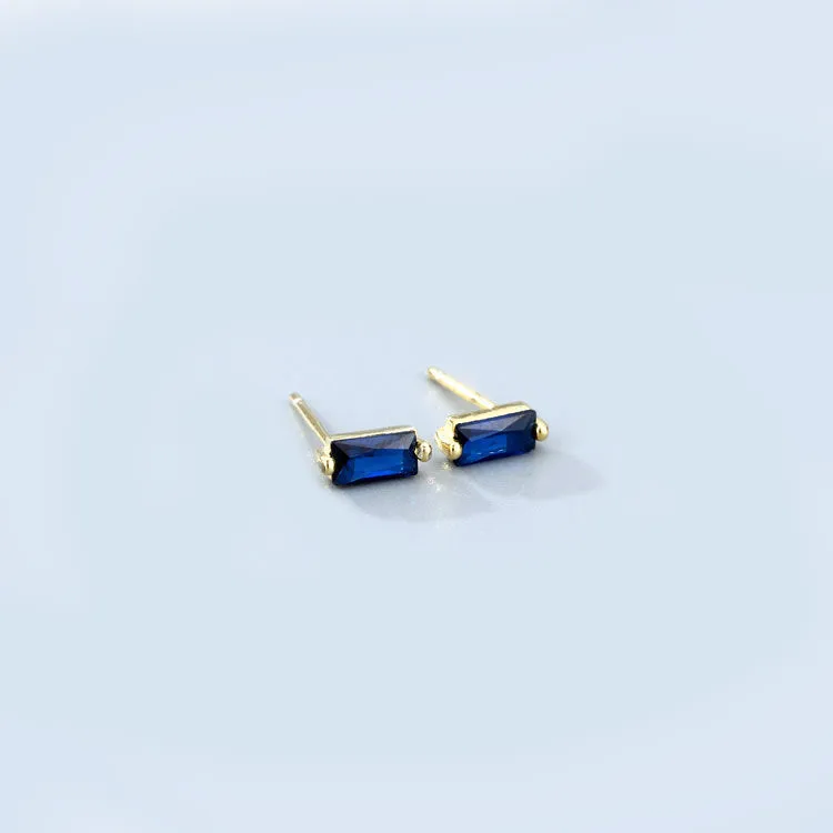 Wholesale 925 Sterling Silver Square Multicolored Zircon Earrings