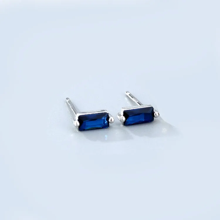 Wholesale 925 Sterling Silver Square Multicolored Zircon Earrings