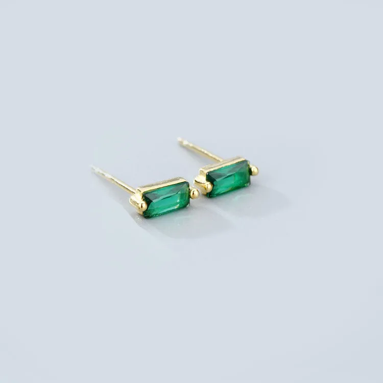 Wholesale 925 Sterling Silver Square Multicolored Zircon Earrings