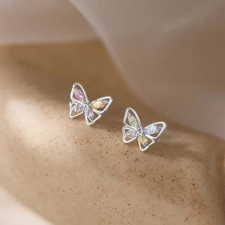Wholesale 925 Sterling Silver Zircon Butterfly Earrings
