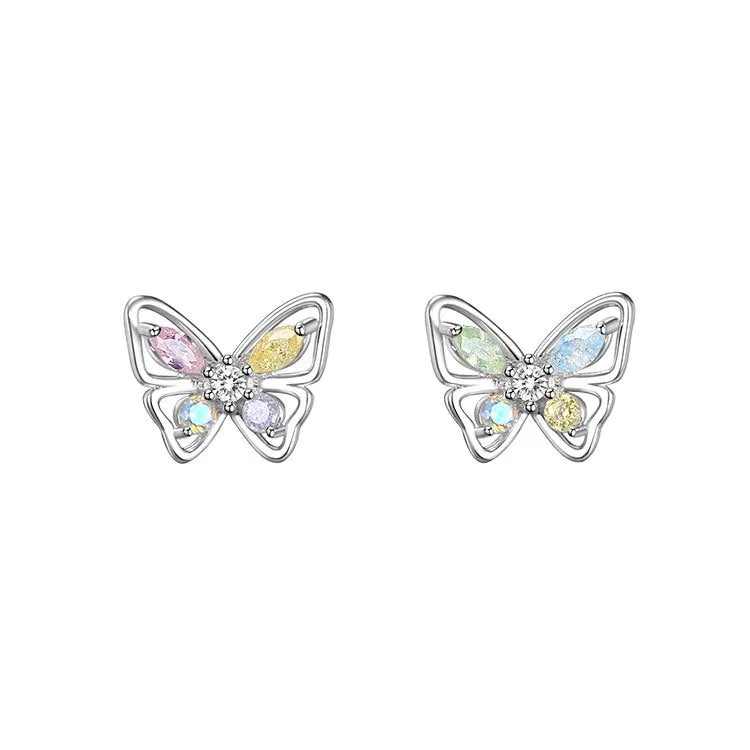 Wholesale 925 Sterling Silver Zircon Butterfly Earrings
