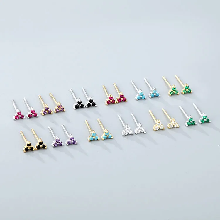 Wholesale 925 Sterling Silver Zircon Lucky Grass Three Leaf Earrings