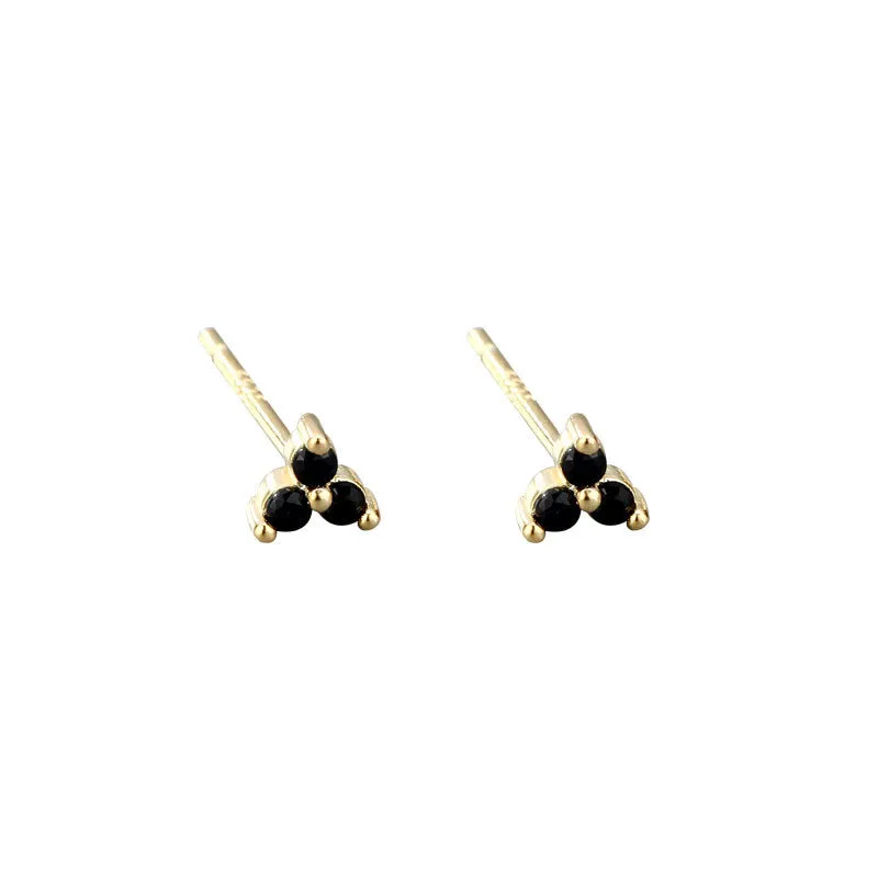 Wholesale 925 Sterling Silver Zircon Lucky Grass Three Leaf Earrings