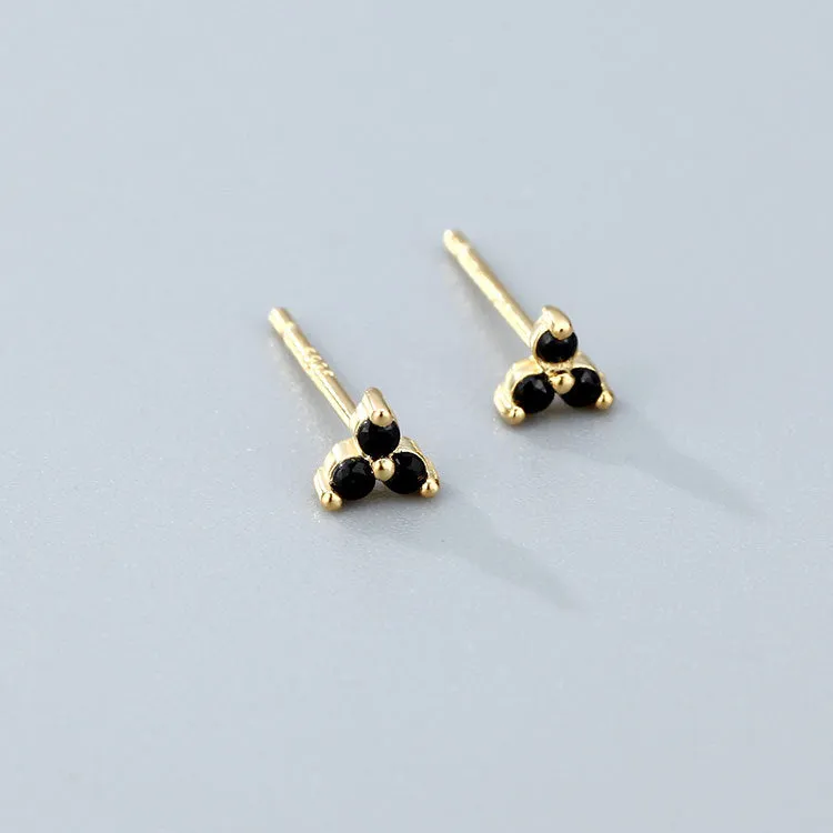 Wholesale 925 Sterling Silver Zircon Lucky Grass Three Leaf Earrings