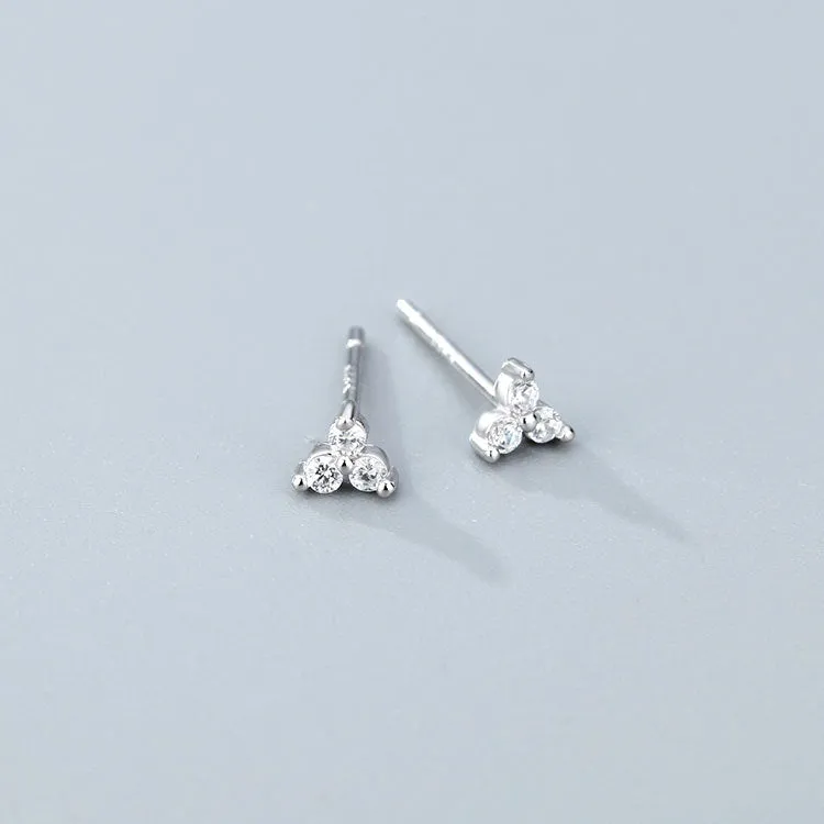 Wholesale 925 Sterling Silver Zircon Lucky Grass Three Leaf Earrings