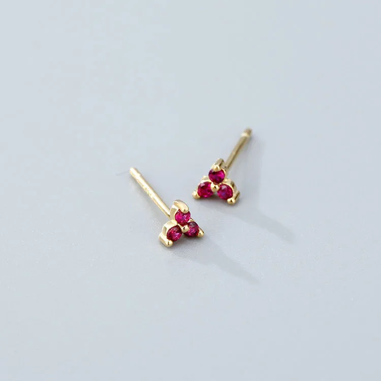 Wholesale 925 Sterling Silver Zircon Lucky Grass Three Leaf Earrings