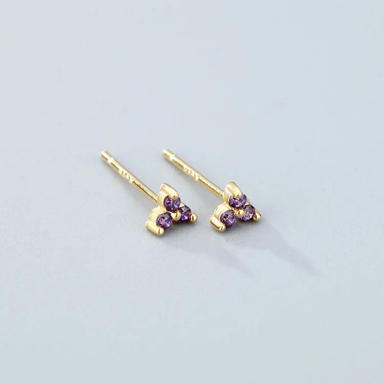 Wholesale 925 Sterling Silver Zircon Lucky Grass Three Leaf Earrings