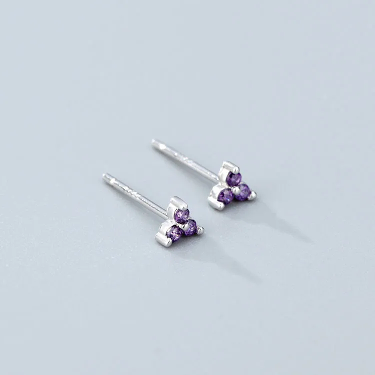 Wholesale 925 Sterling Silver Zircon Lucky Grass Three Leaf Earrings