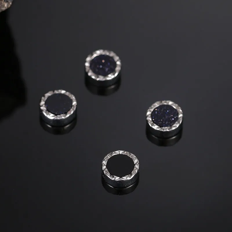 Wholesale a pair of Personalized High-end Temperament Black Agate Titanium Steel Earrings
