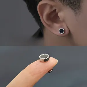 Wholesale a pair of Personalized High-end Temperament Black Agate Titanium Steel Earrings