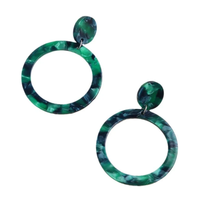 Wholesale Acetate plate colorful hollow round acrylic earrings retro leopard print earrings