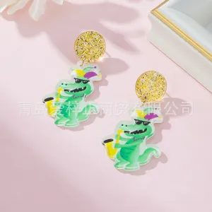 Wholesale Acrylic Carnival Cute Naughty Crocodile Design Women's Fashion Drop Earrings