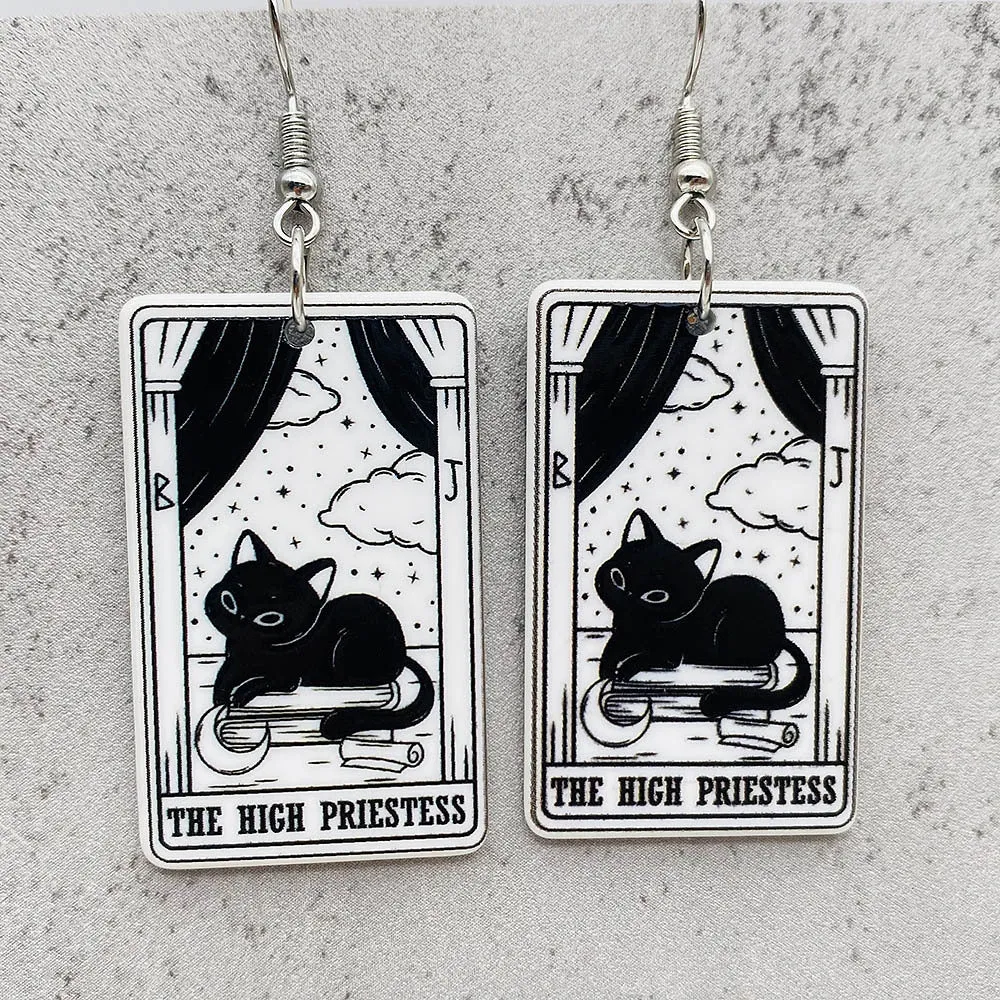 Wholesale Acrylic Cartoon Playing Cards Tarot Pendant Earrings