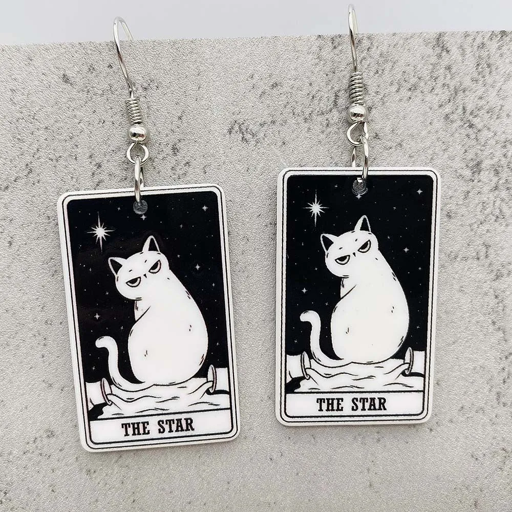 Wholesale Acrylic Cartoon Playing Cards Tarot Pendant Earrings