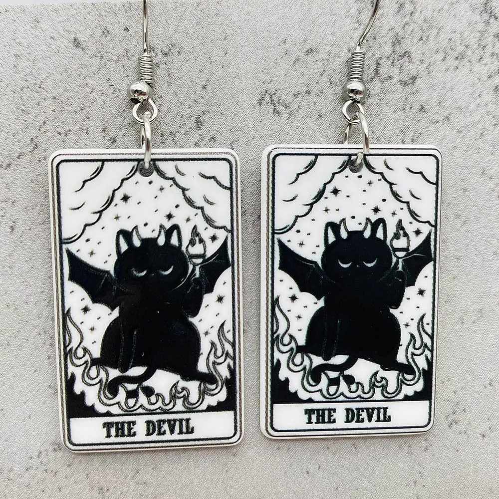 Wholesale Acrylic Cartoon Playing Cards Tarot Pendant Earrings