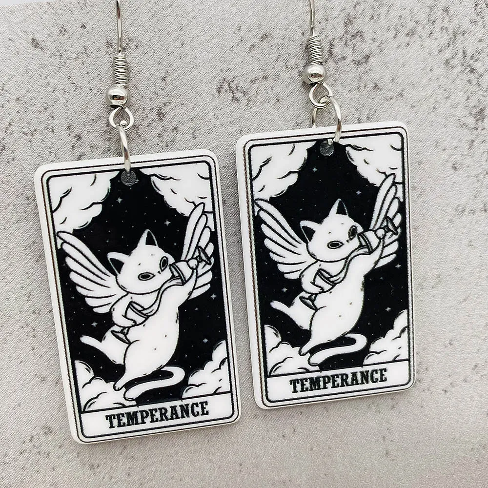 Wholesale Acrylic Cartoon Playing Cards Tarot Pendant Earrings