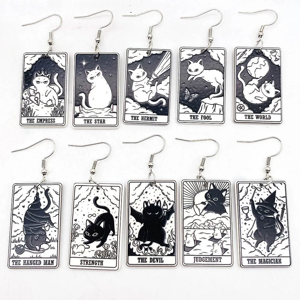 Wholesale Acrylic Cartoon Playing Cards Tarot Pendant Earrings