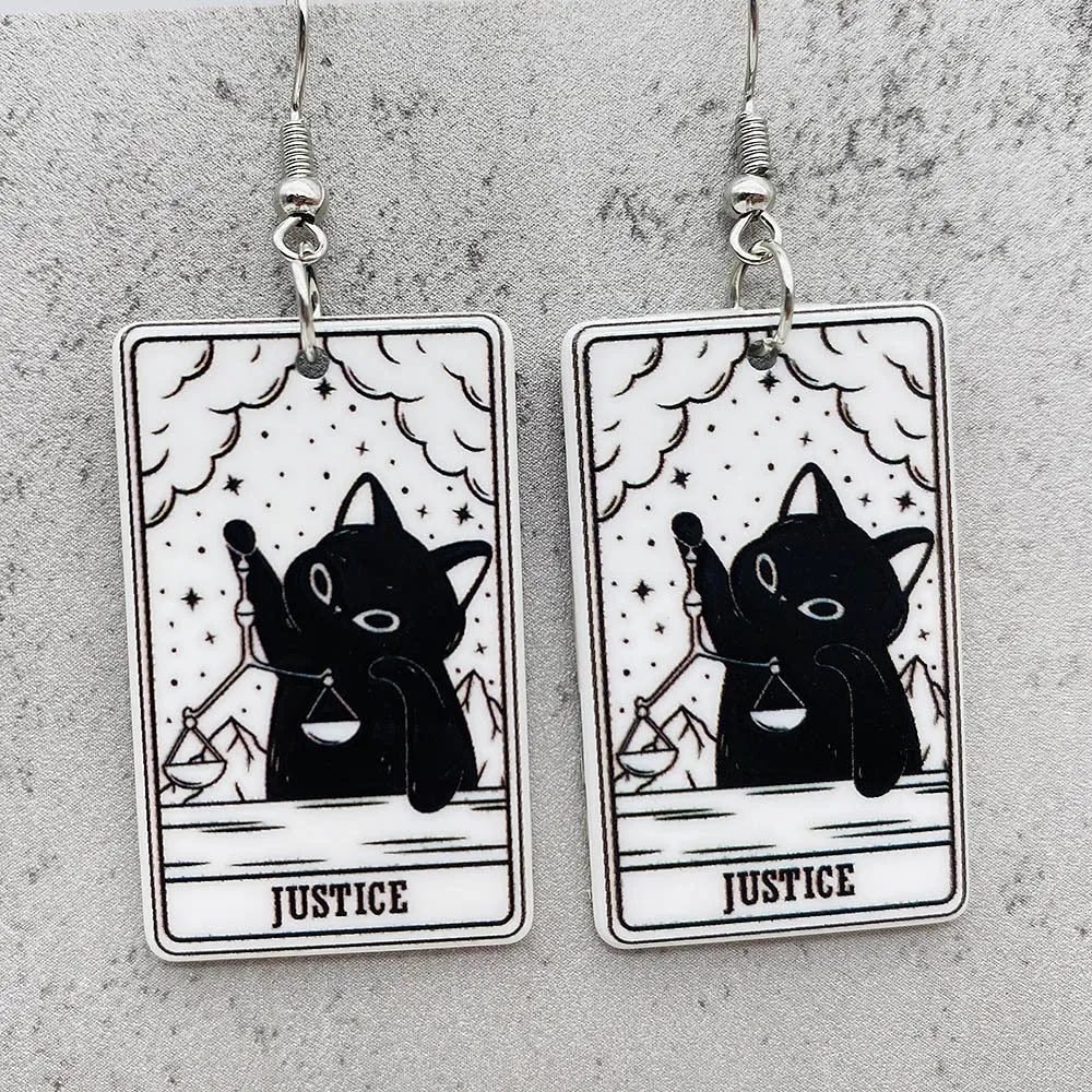 Wholesale Acrylic Cartoon Playing Cards Tarot Pendant Earrings