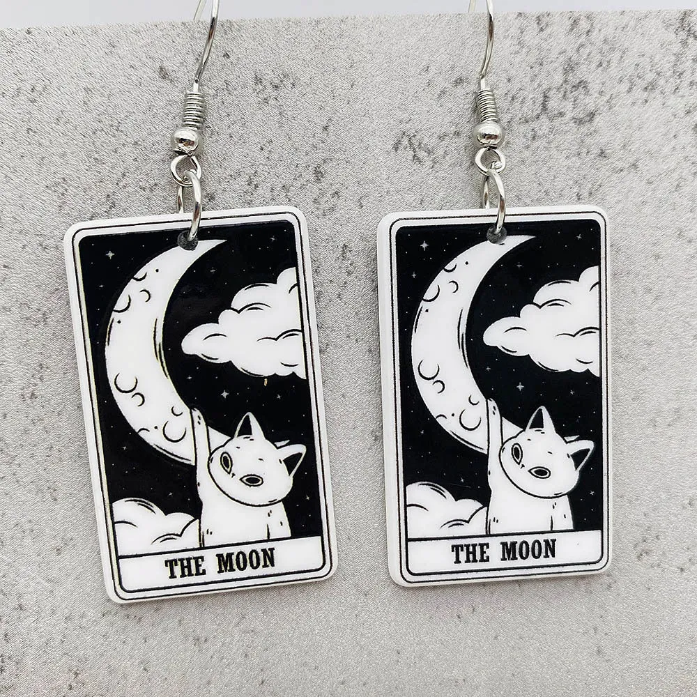 Wholesale Acrylic Cartoon Playing Cards Tarot Pendant Earrings