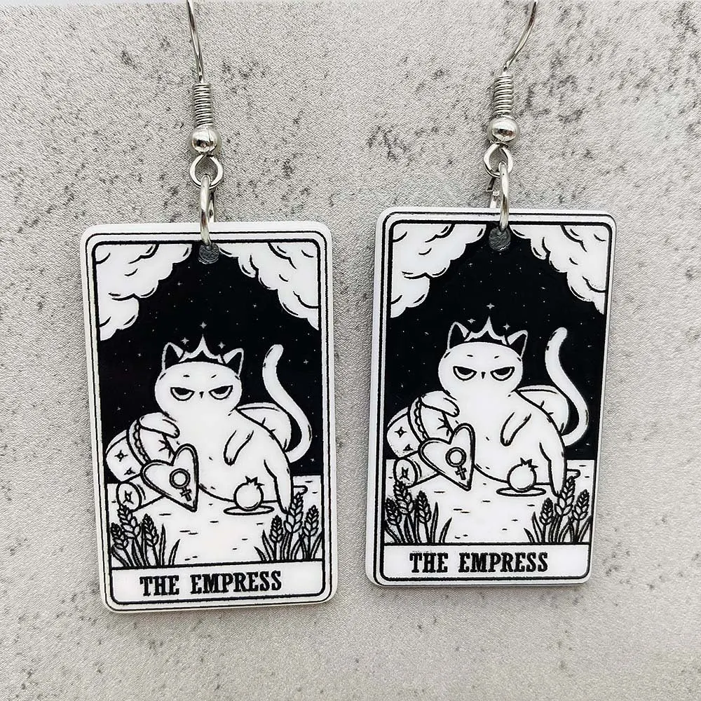 Wholesale Acrylic Cartoon Playing Cards Tarot Pendant Earrings