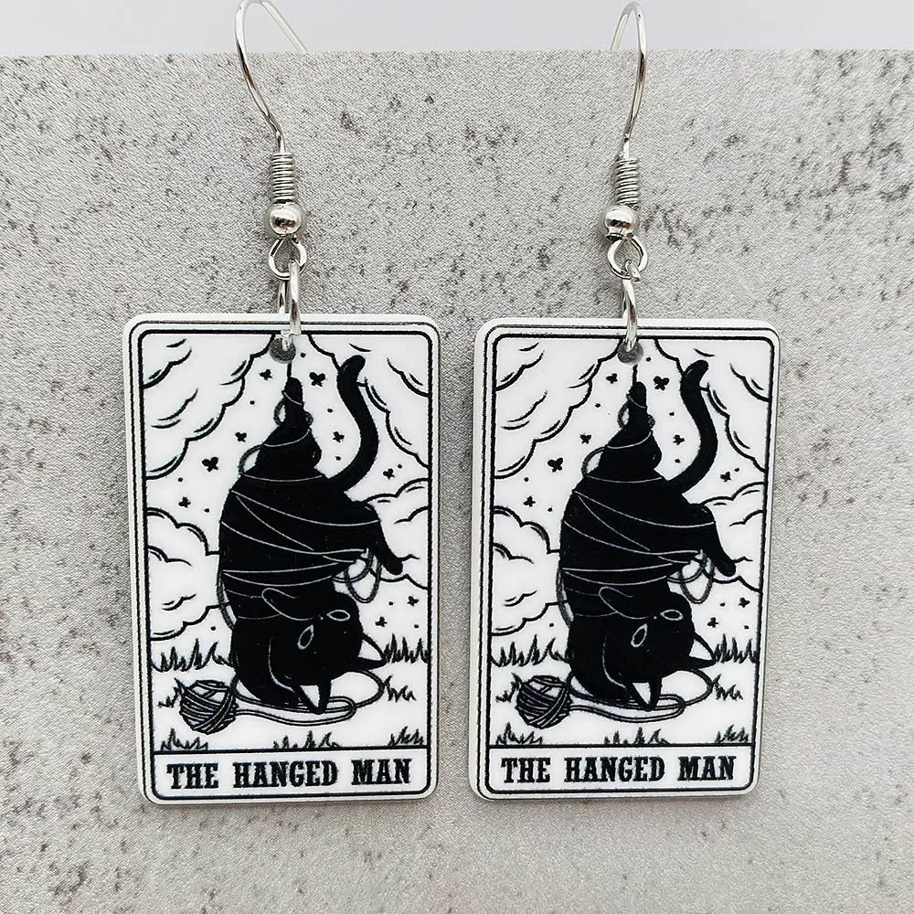 Wholesale Acrylic Cartoon Playing Cards Tarot Pendant Earrings