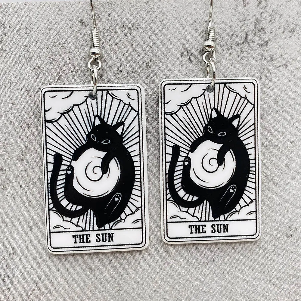 Wholesale Acrylic Cartoon Playing Cards Tarot Pendant Earrings