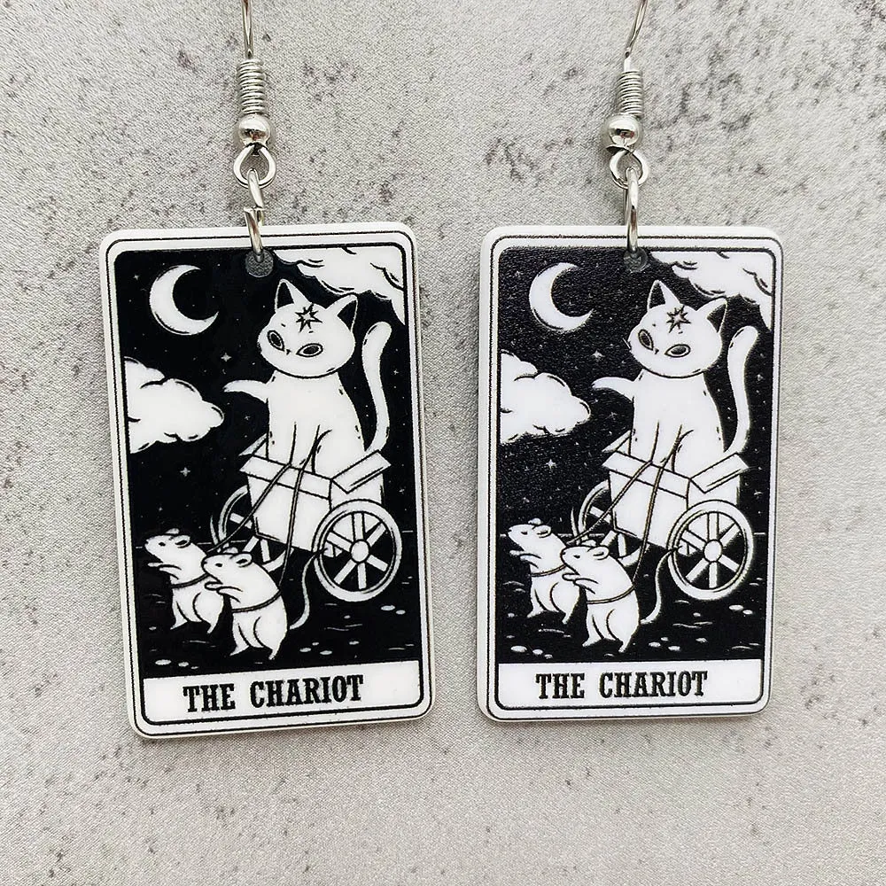 Wholesale Acrylic Cartoon Playing Cards Tarot Pendant Earrings