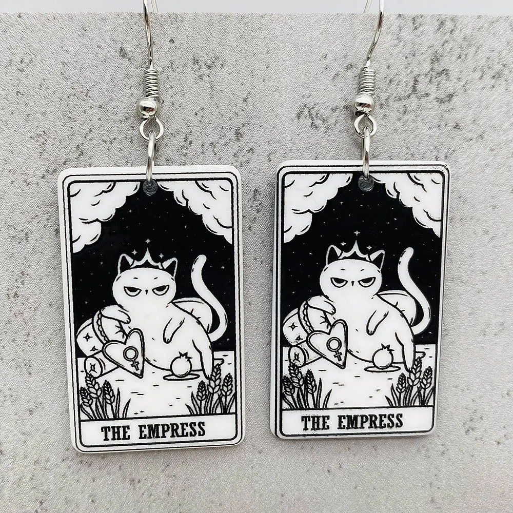 Wholesale Acrylic Cartoon Playing Cards Tarot Pendant Earrings