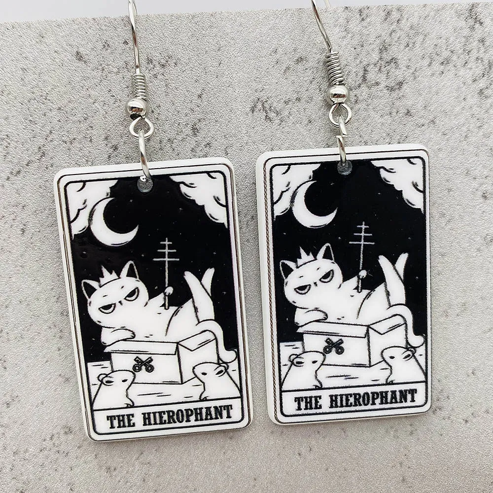 Wholesale Acrylic Cartoon Playing Cards Tarot Pendant Earrings