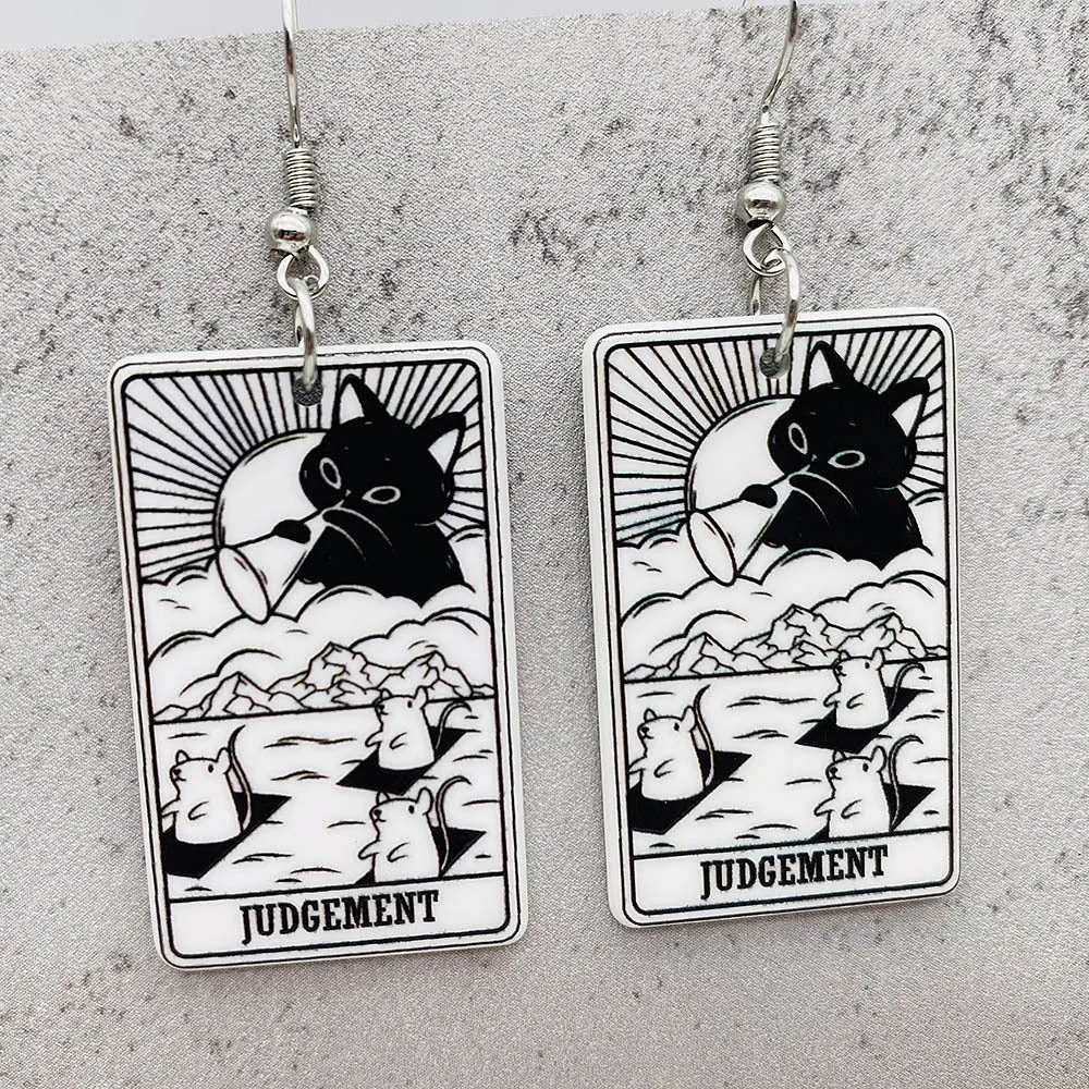 Wholesale Acrylic Cartoon Playing Cards Tarot Pendant Earrings