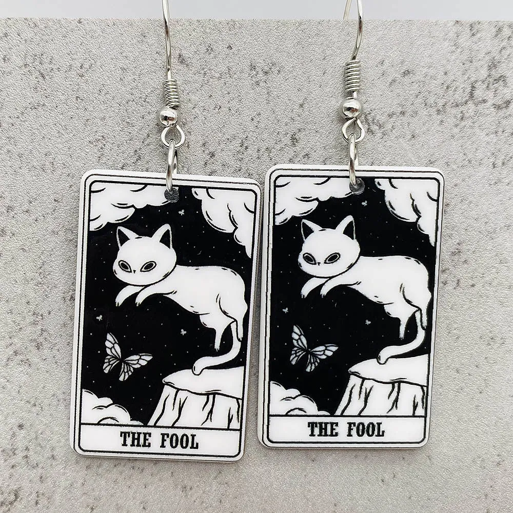 Wholesale Acrylic Cartoon Playing Cards Tarot Pendant Earrings