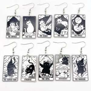 Wholesale Acrylic Cartoon Playing Cards Tarot Pendant Earrings