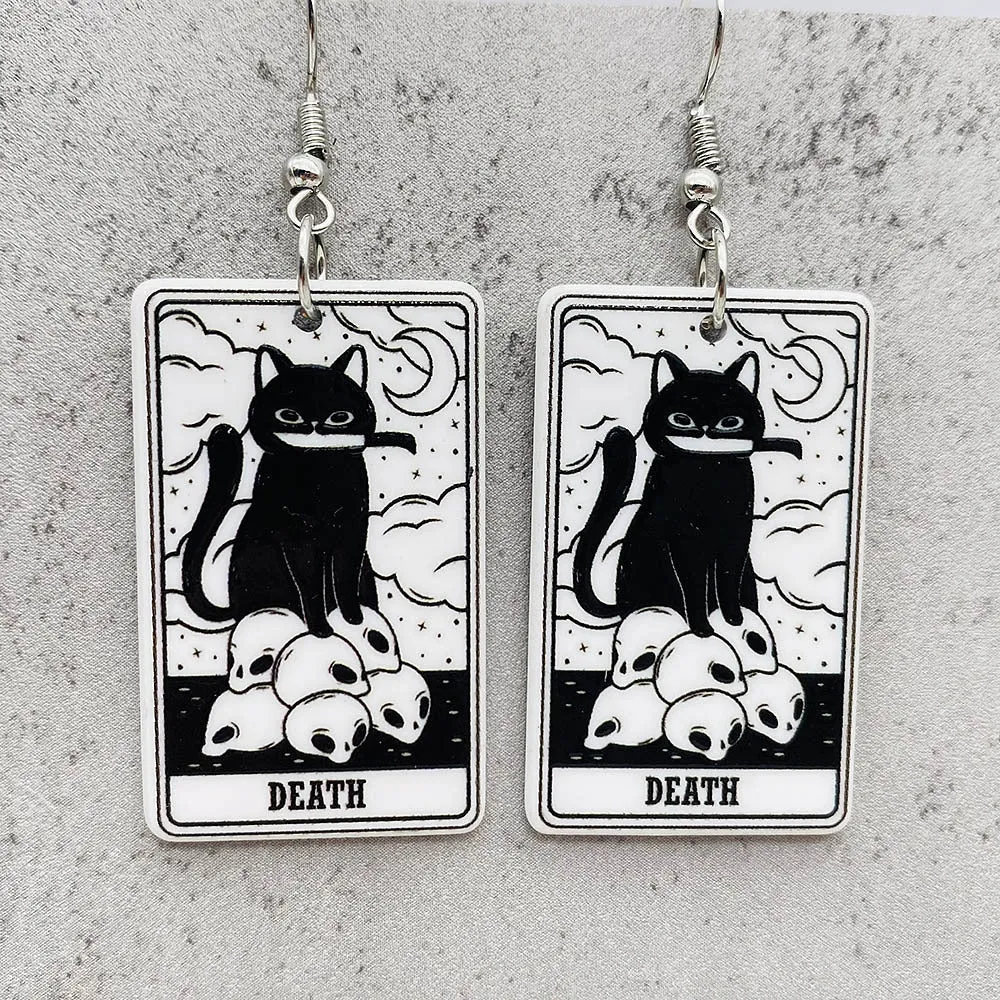 Wholesale Acrylic Cartoon Playing Cards Tarot Pendant Earrings