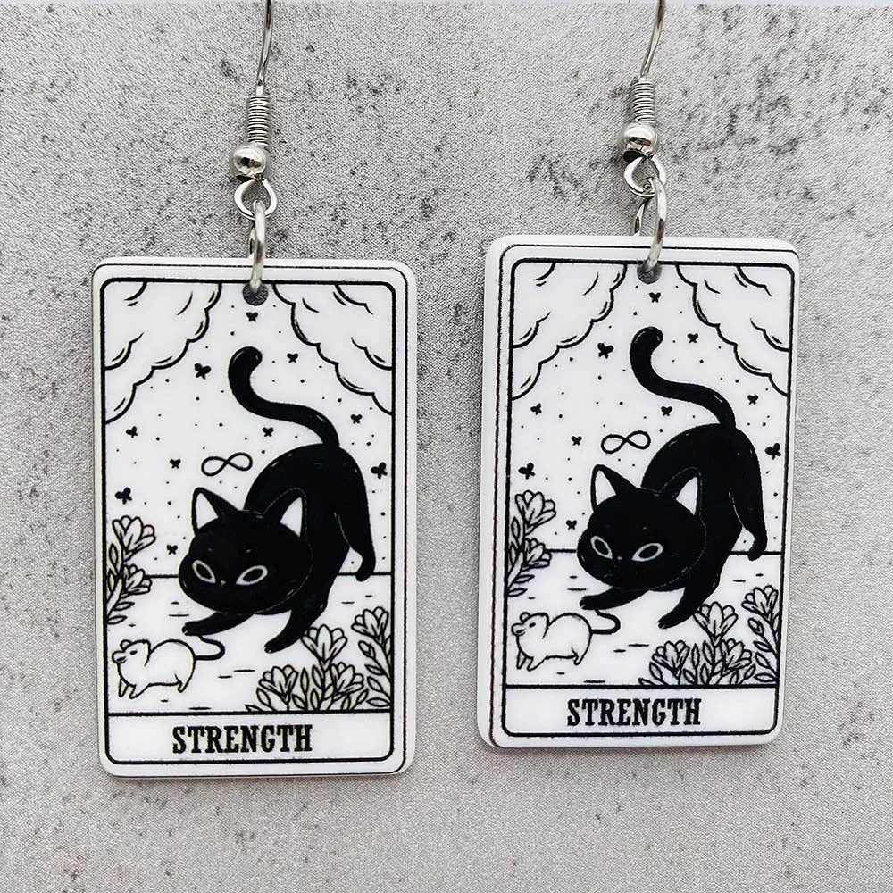 Wholesale Acrylic Cartoon Playing Cards Tarot Pendant Earrings
