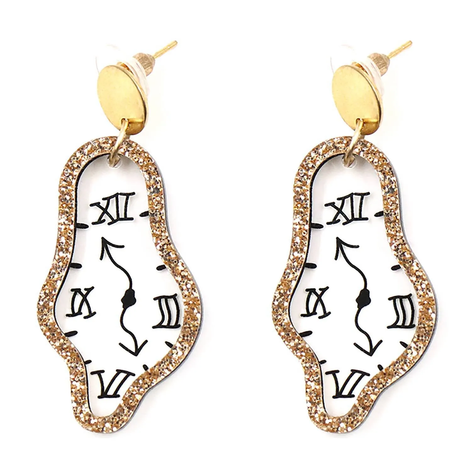 Wholesale Acrylic Clock Time Pendant Earrings