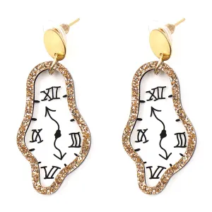 Wholesale Acrylic Clock Time Pendant Earrings