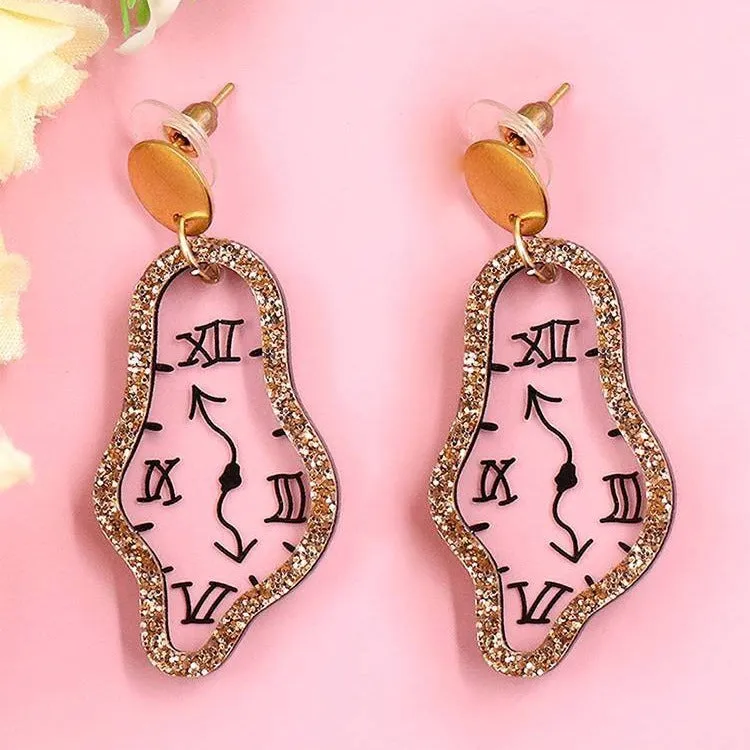 Wholesale Acrylic Clock Time Pendant Earrings
