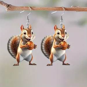 Wholesale Acrylic Cute Acorn Squirrel Earrings