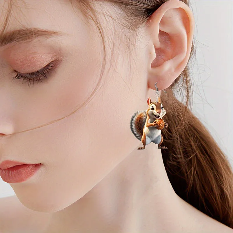 Wholesale Acrylic Cute Acorn Squirrel Earrings