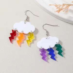 Wholesale Acrylic Cute Cloud with Transparent Color Lightning Earrings
