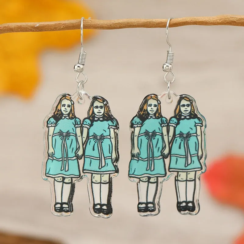 Wholesale acrylic cute kids mechanical Ding old man double-sided earrings